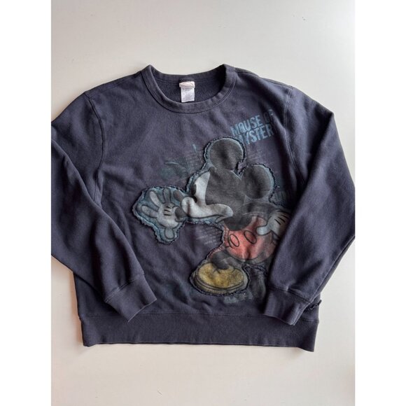DISNEY Navy Mickey Mouse "Mouse of Mystery" Cotton Fleece Sweatshirt, Size L - Picture 3 of 12
